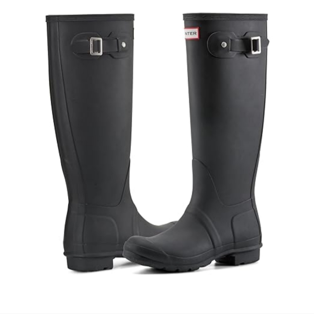 NWT Hunter Black Refined Gold Trim Tall Women's Boots